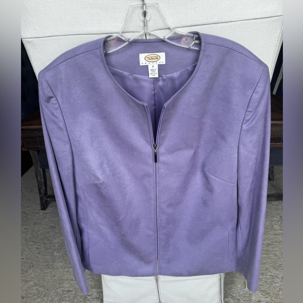Talbots lilac faux suede cropped blazer NWT 16 petite